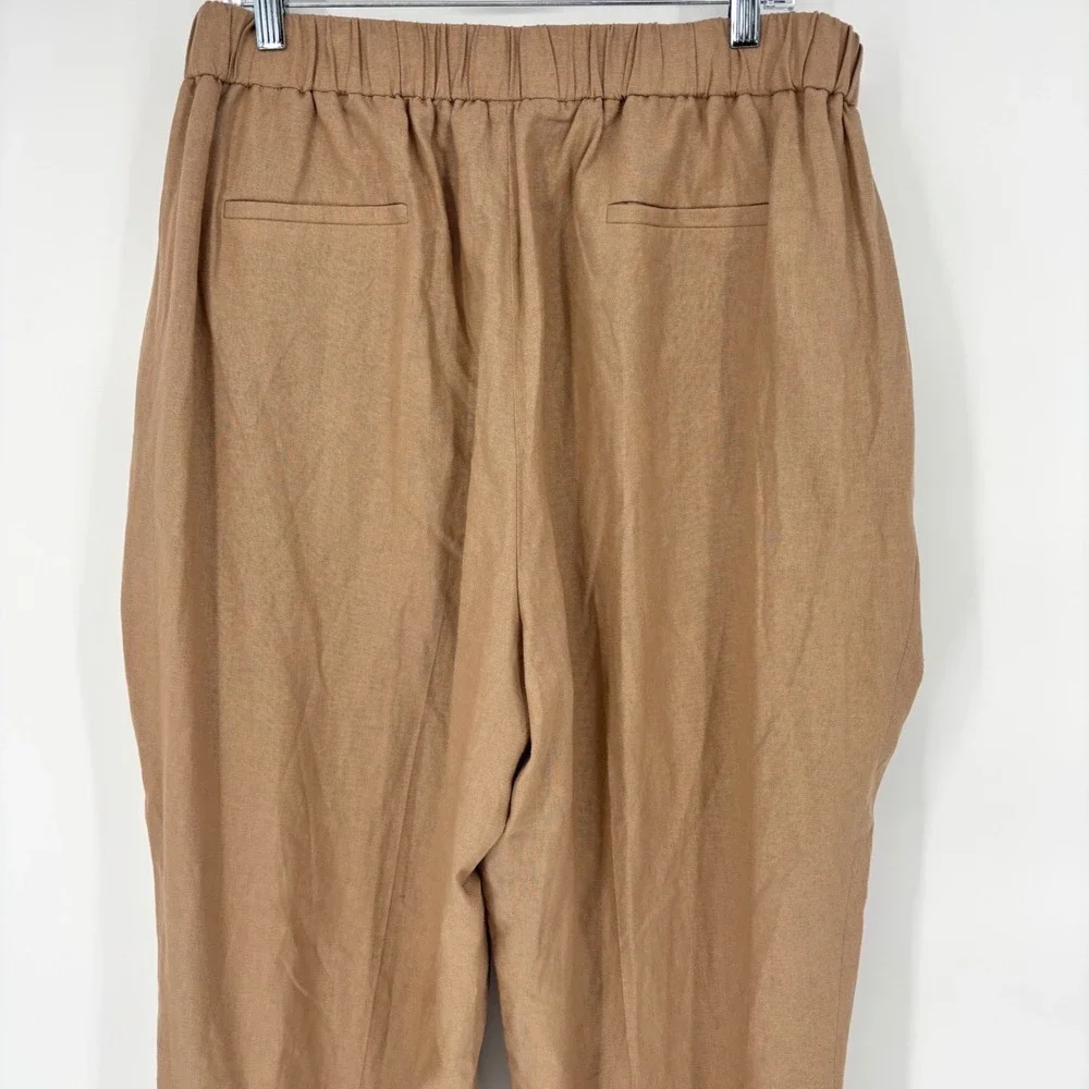 Bar III Womens 3X Tan Linen Blend Relaxed Straight Leg Dress Pants NWT